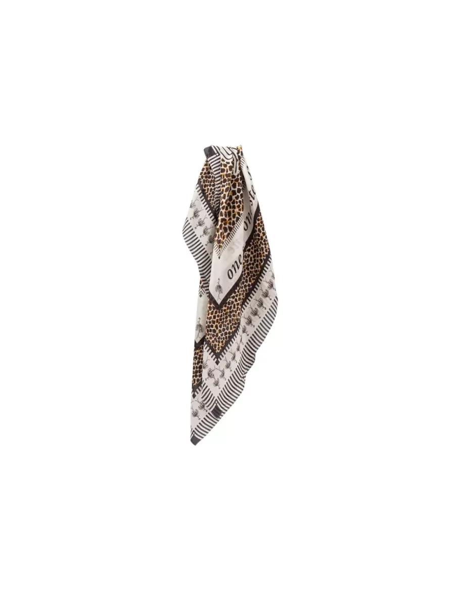 One Step Echarpes Et Foulards^Abrams - Carre Beige Soie Imprime Mix Mini Girafon Et Danseuses