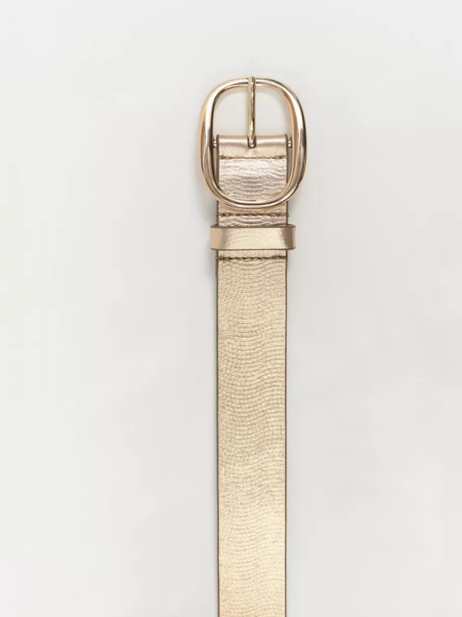 One Step Ceintures^Alia - Ceinture Doree En Cuir Embosse Certifie A Boucle Gravee