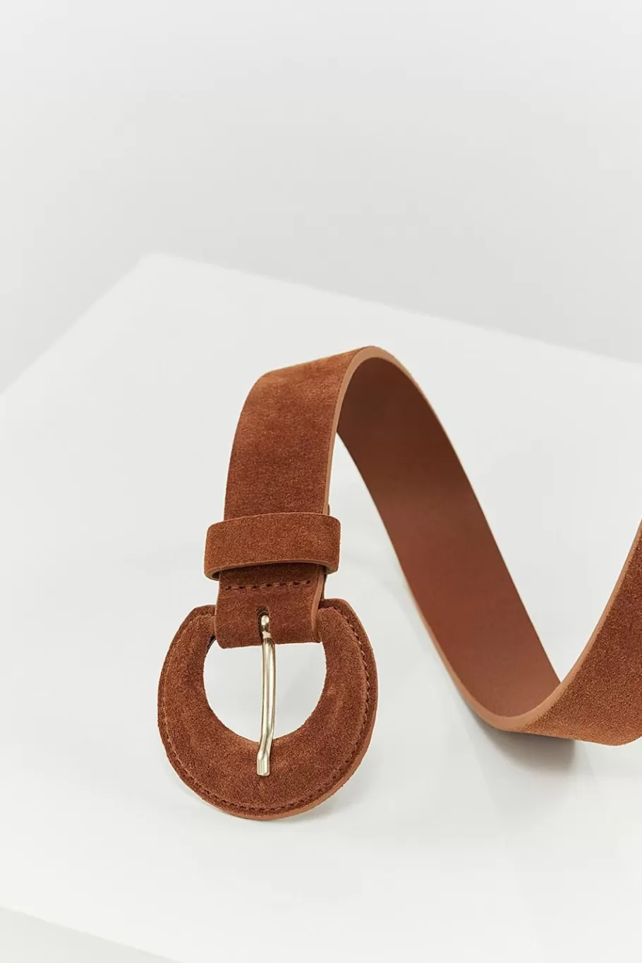 One Step Ceintures^Andrew - Ceinture Fine Caramel En Cuir Velours