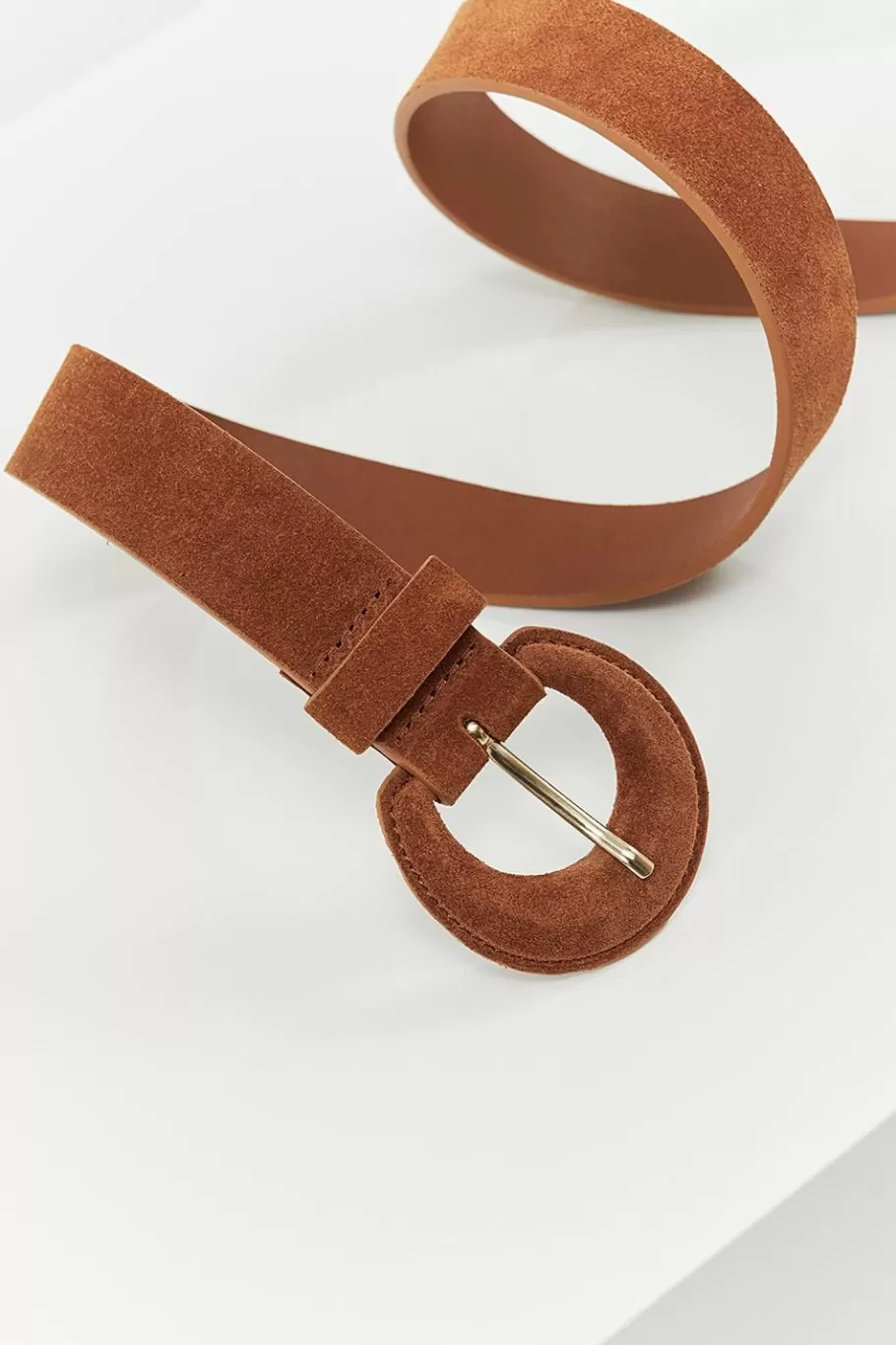 One Step Ceintures^Andrew - Ceinture Fine Caramel En Cuir Velours