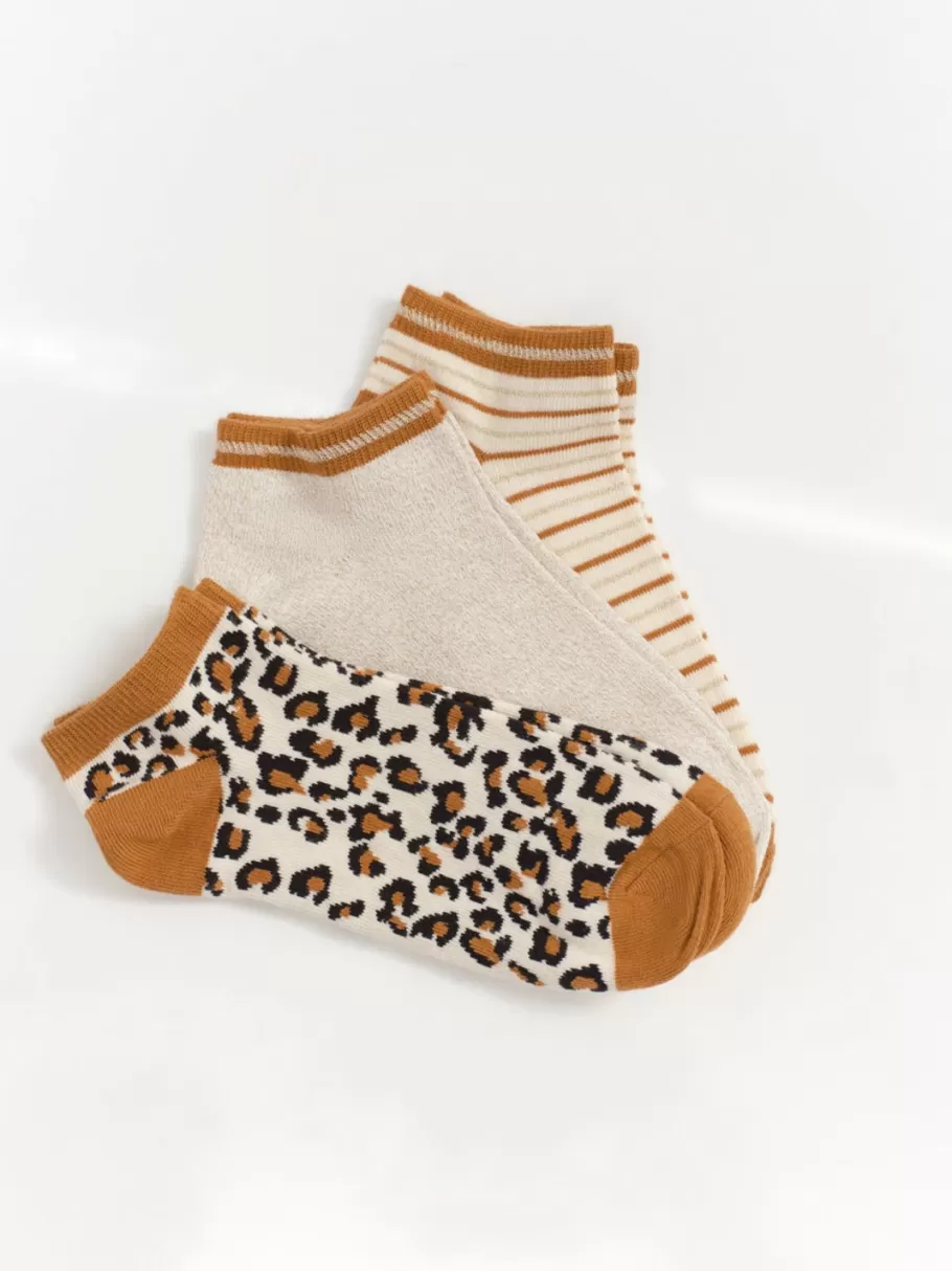 One Step Chaussures^Arny - Chaussettes Ecrues, Caramel Et Dorees