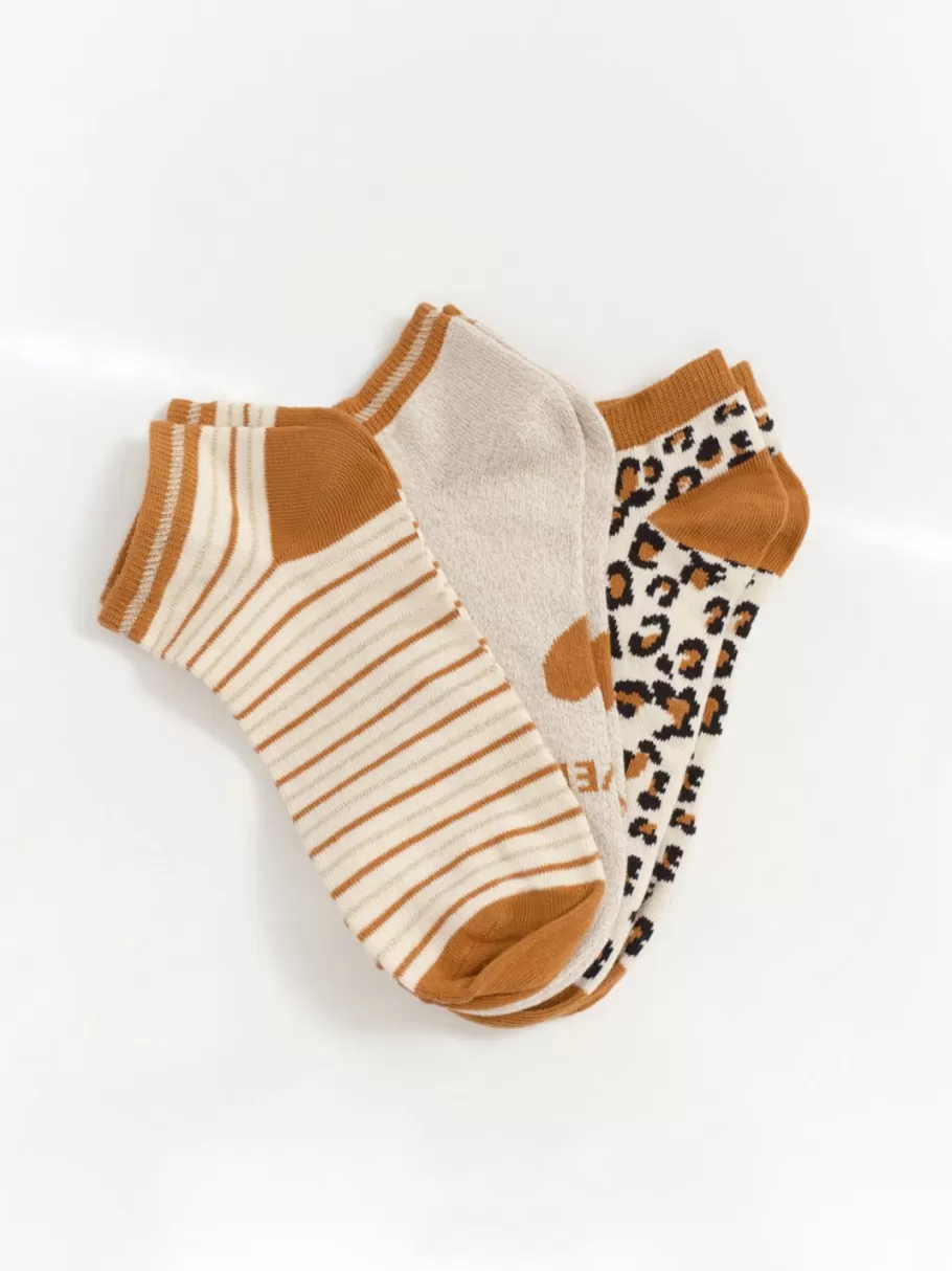 One Step Chaussures^Arny - Chaussettes Ecrues, Caramel Et Dorees