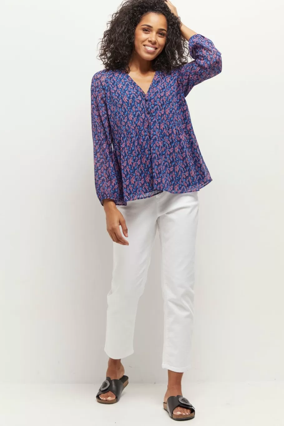 One Step Tops & Blouses^Ceres - Blouse Marine A Imprime Bouquet Graphique En Polyester Recycle