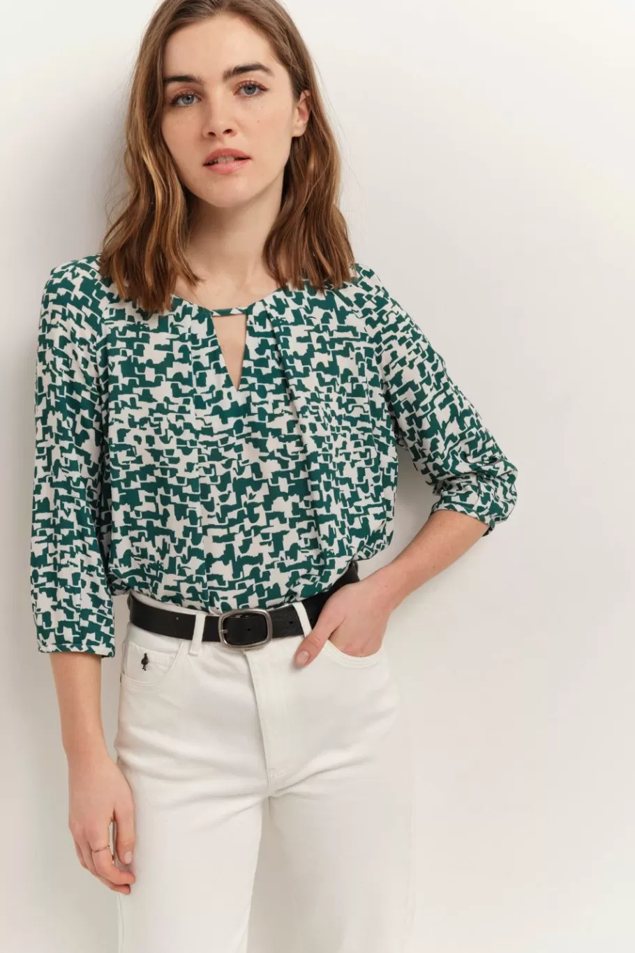 One Step Tops & Blouses^Colin - Blouse Ecrue A Imprime Ecorce Urbaine