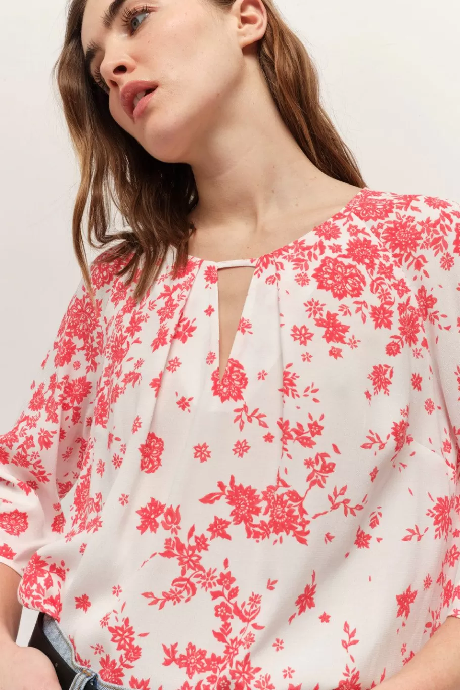 One Step Tops & Blouses^Colin - Blouse Ecrue Lenzing Ecovero A Imprime Faience Boheme