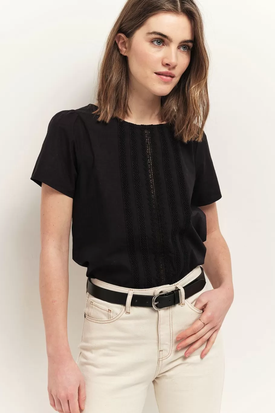 One Step Tops & Blouses^Copal - Top Noir Ganses Dentelle