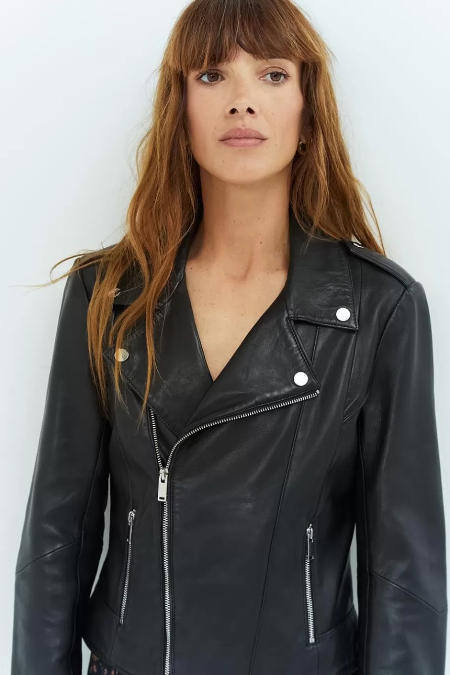 One Step Vestes & Blousons^Dean - Blouson Biker Noir En Cuir