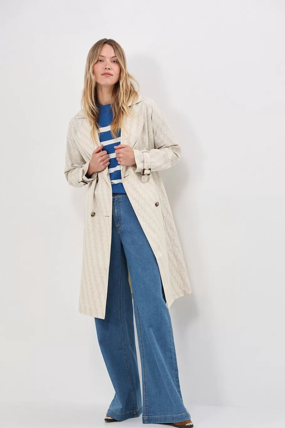 One Step Vestes & Blousons^Ditti - Trench Beige Imprime Monogramme Os