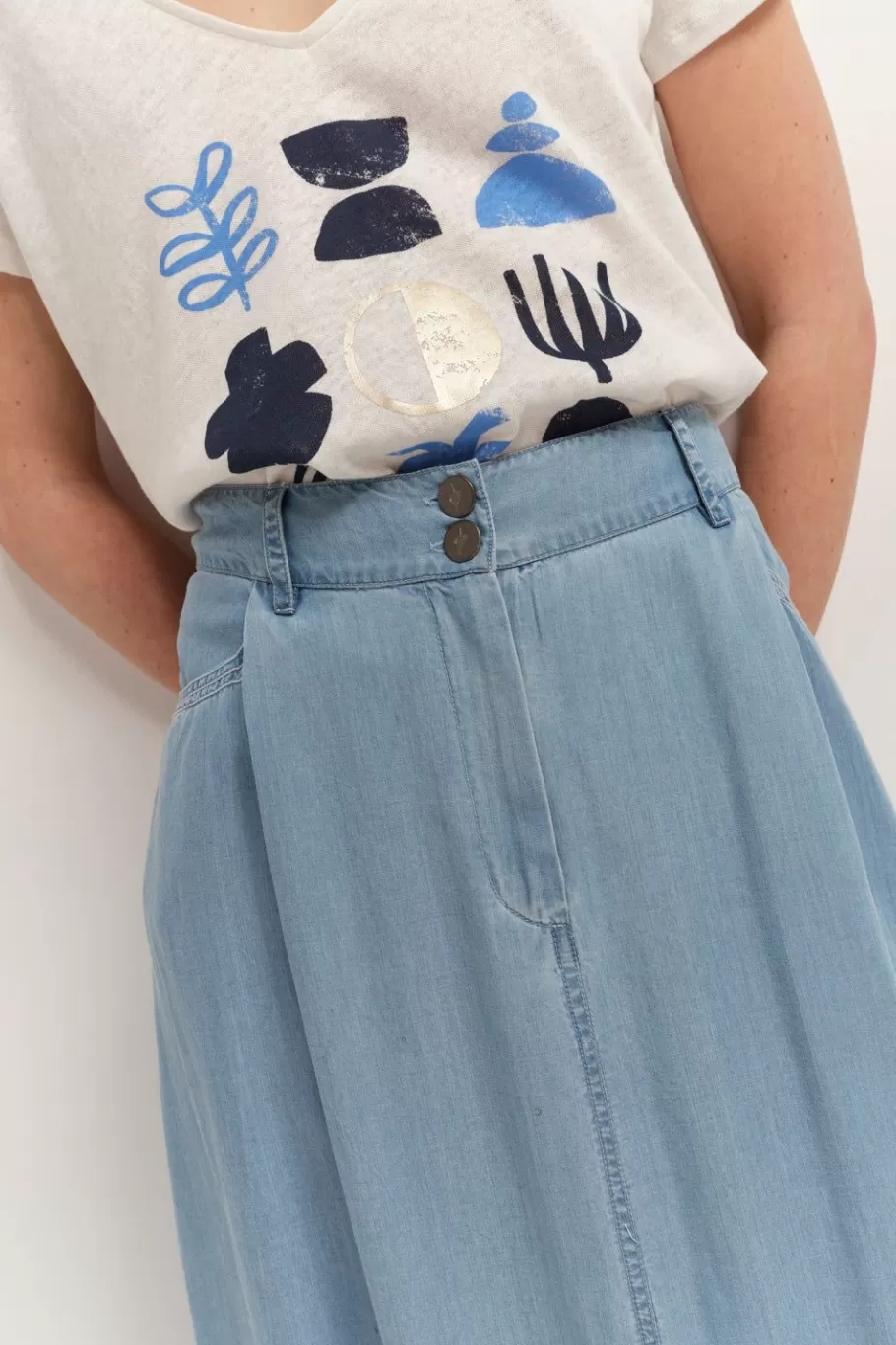 One Step Jupes & Shorts^Janet - Jupe Midi Baby Blue Lyocell®