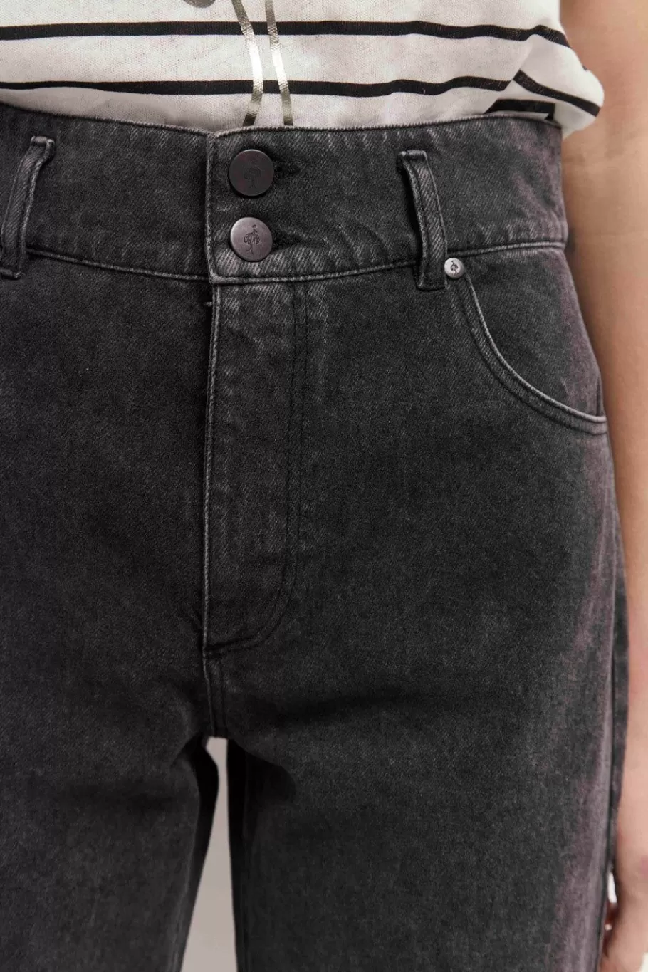 One Step Denims & Pantalons^Le Chrissy - Jean Droit Medium Grey 7/8Eme En Denim Waterless