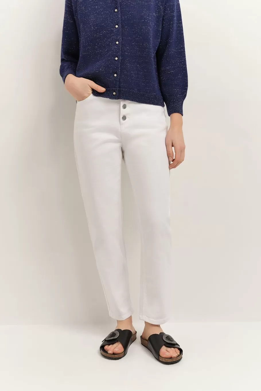 One Step Denims & Pantalons^Le Elsa - Jean Mom Blanc 7/8E Waterless