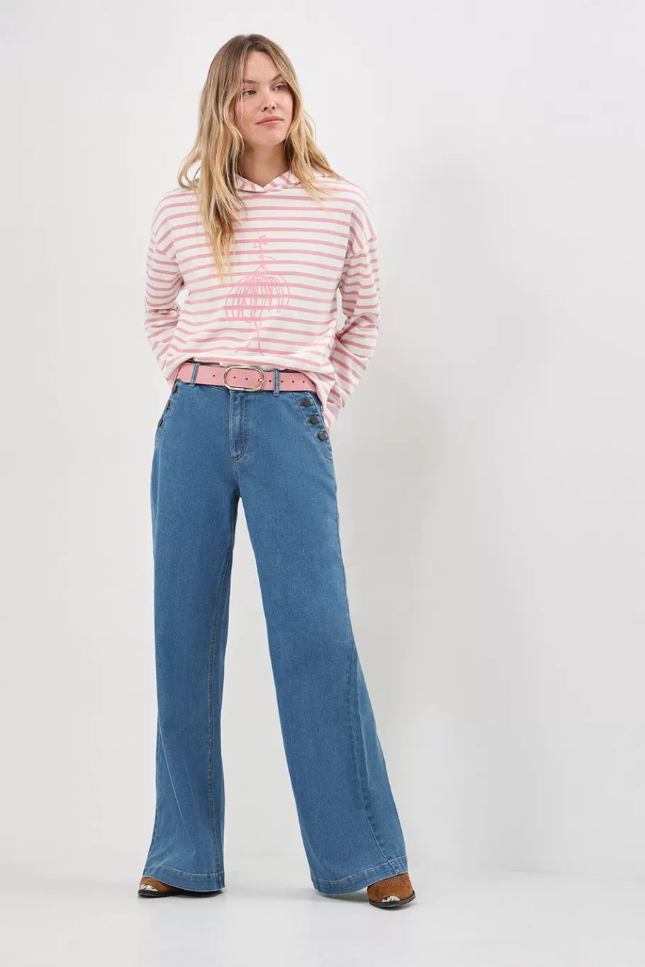 One Step Denims & Pantalons^Le Hailey - Jean Flare Baby Blue Waterless