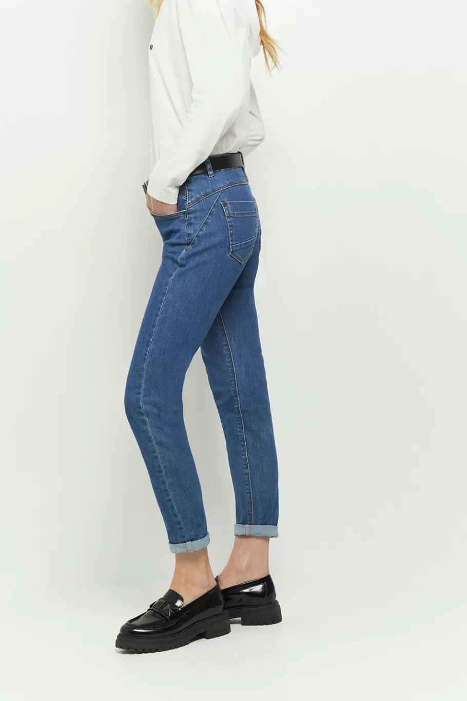 One Step Denims & Pantalons^Le Indi - Jean Slim Medium Wash 7/8Eme Effet Push Up
