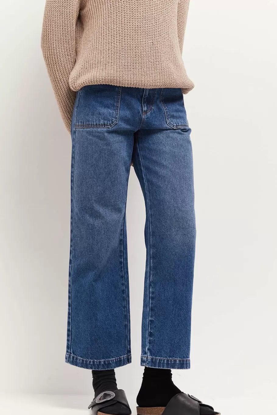 One Step Denims & Pantalons^Le Joanna - Jean Droit Bleu 7/8Eme A Taille Haute