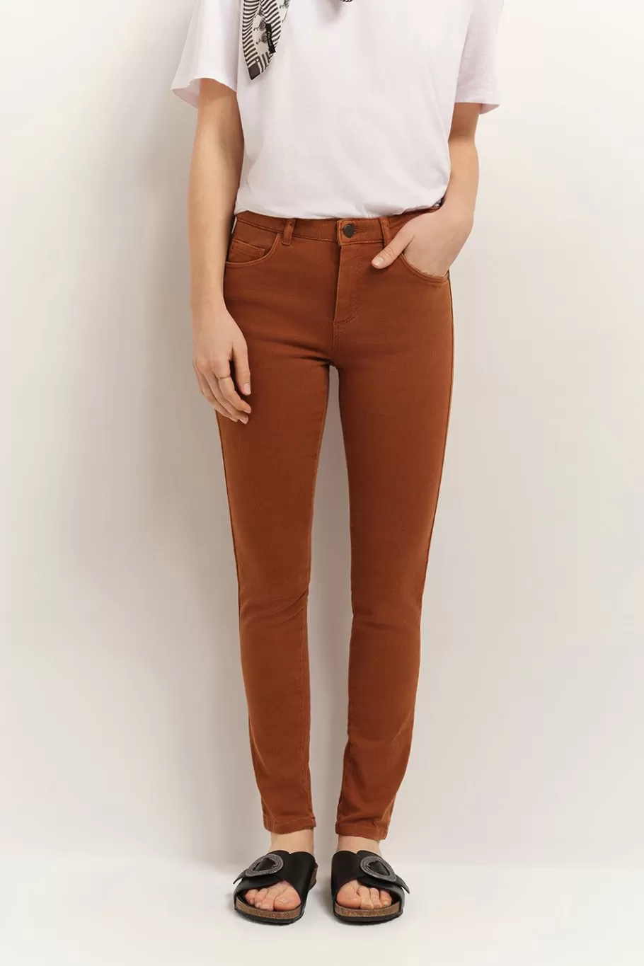 One Step Denims & Pantalons^Le Monica - Jean Slim Caramel 7/8Eme En Denim Waterless