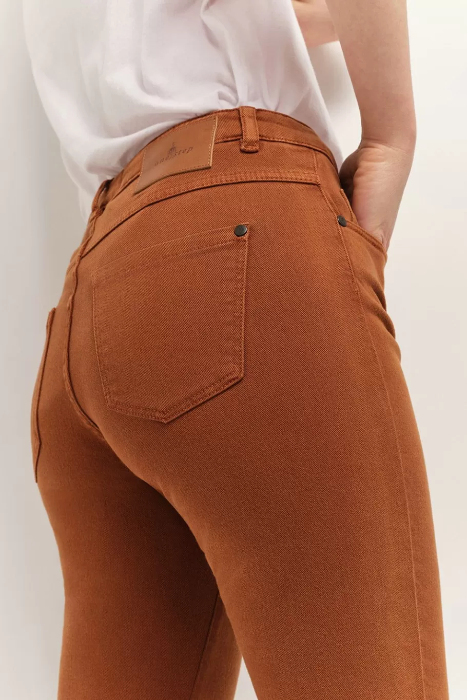 One Step Denims & Pantalons^Le Monica - Jean Slim Caramel 7/8Eme En Denim Waterless