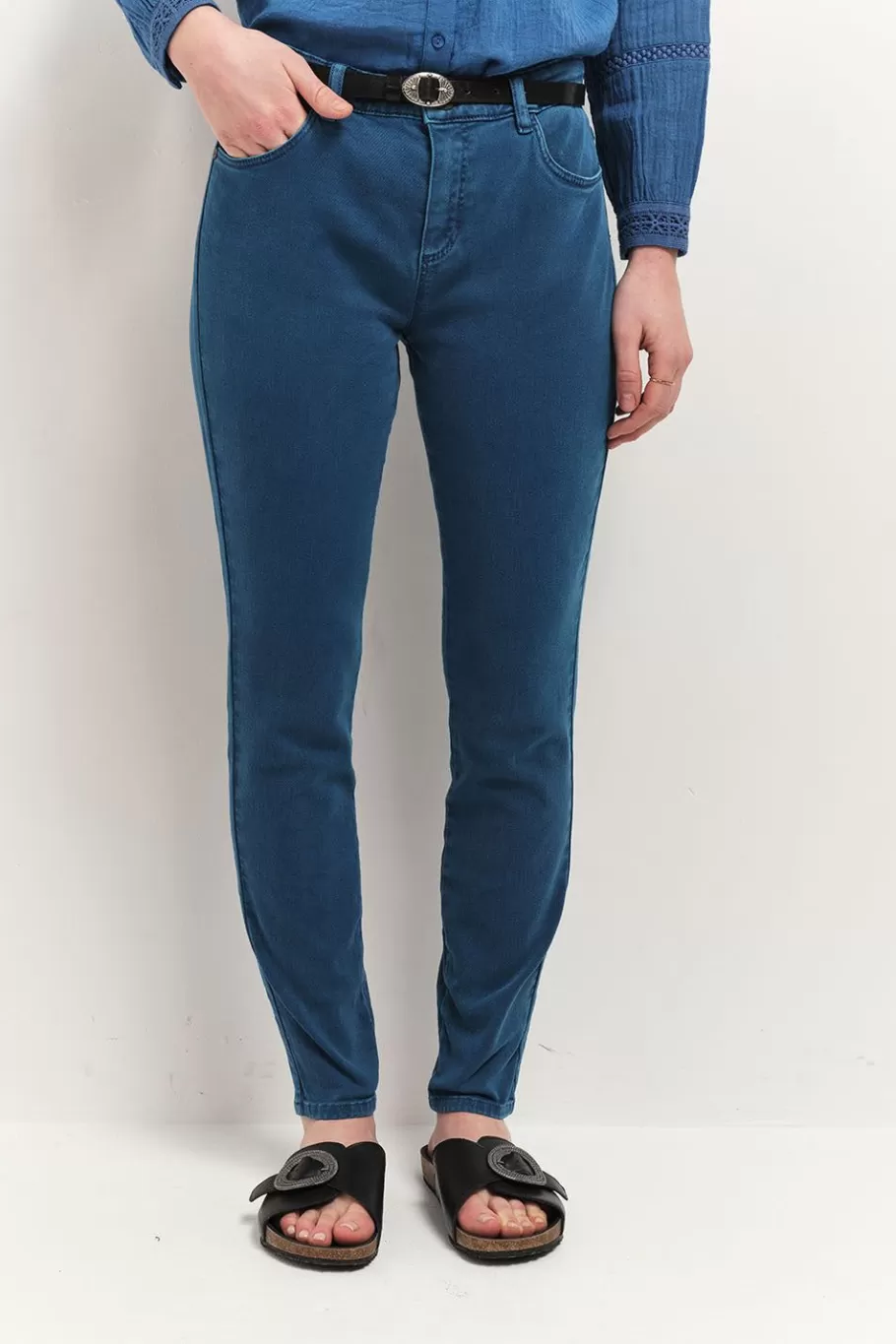 One Step Denims & Pantalons^Le Monica - Jean Slim Santorin Blue 7/8Eme En Denim Waterless