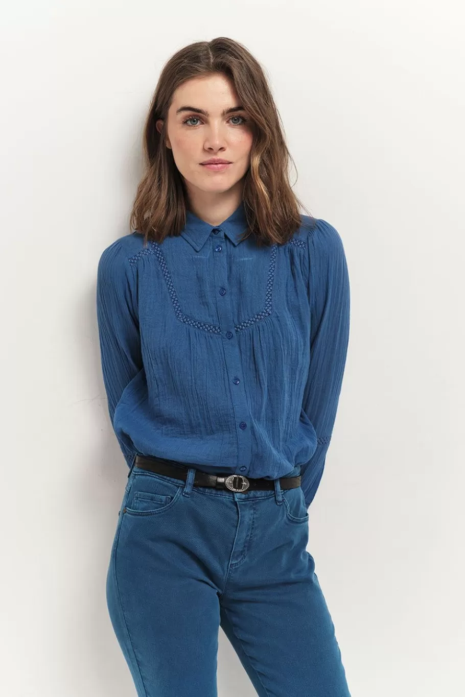 One Step Denims & Pantalons^Le Monica - Jean Slim Santorin Blue 7/8Eme En Denim Waterless