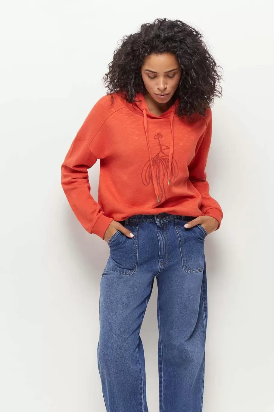 One Step Pulls, Gilets & Sweats^Maori - Sweat Capucine Coton Bio Visuel Danseuse Flocage Gomme Paillete