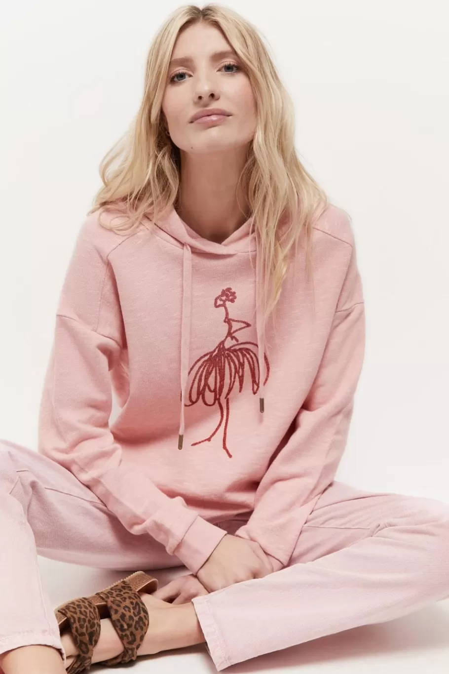 One Step Pulls, Gilets & Sweats^Maori - Sweat Eglantine Coton Bio Visuel Danseuse Flocage Gomme Paillete