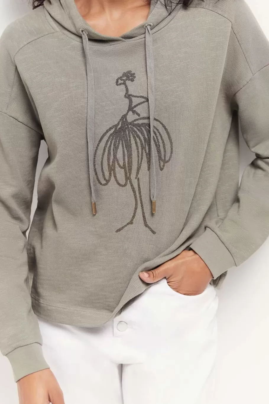 One Step Pulls, Gilets & Sweats^Maori - Sweat Vetiver Coton Bio Visuel Danseuse Flocage Gomme Paillete