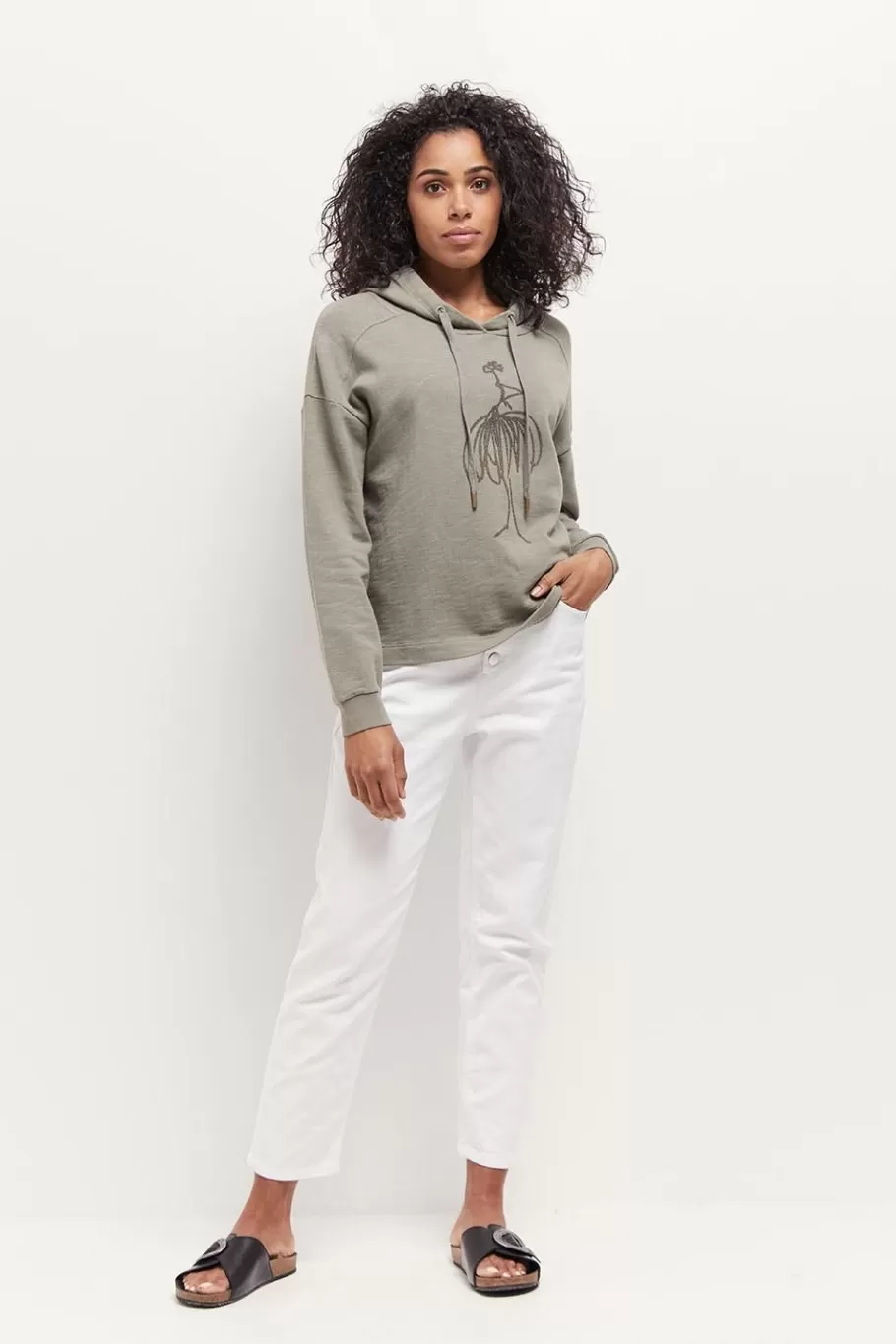 One Step Pulls, Gilets & Sweats^Maori - Sweat Vetiver Coton Bio Visuel Danseuse Flocage Gomme Paillete