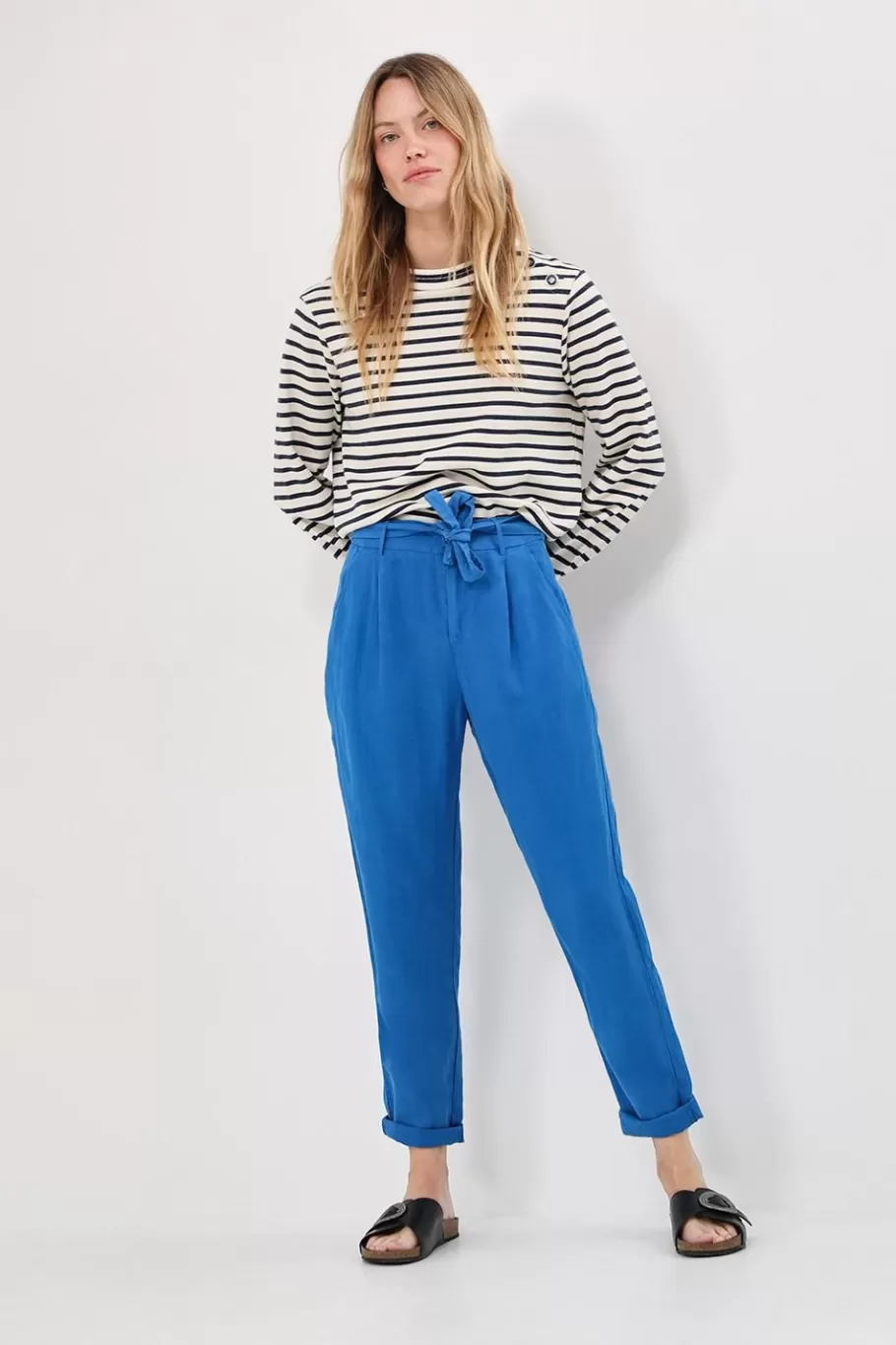 One Step Denims & Pantalons^Pearl - Pantalon Neo-Carotte Santorin Blue Ceinture