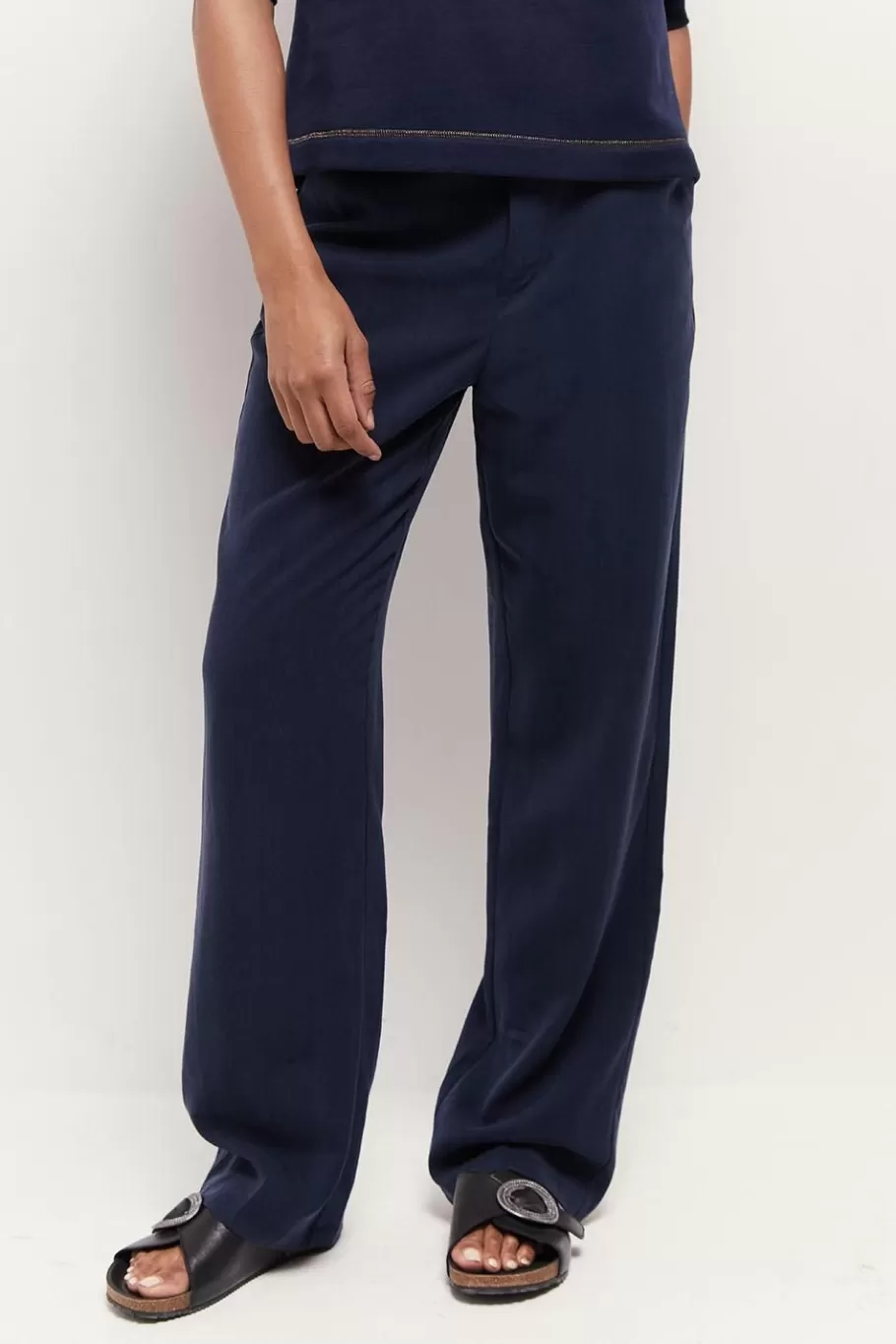 One Step Denims & Pantalons^Petra - Pantalon De Costume Marine En Lyocell®