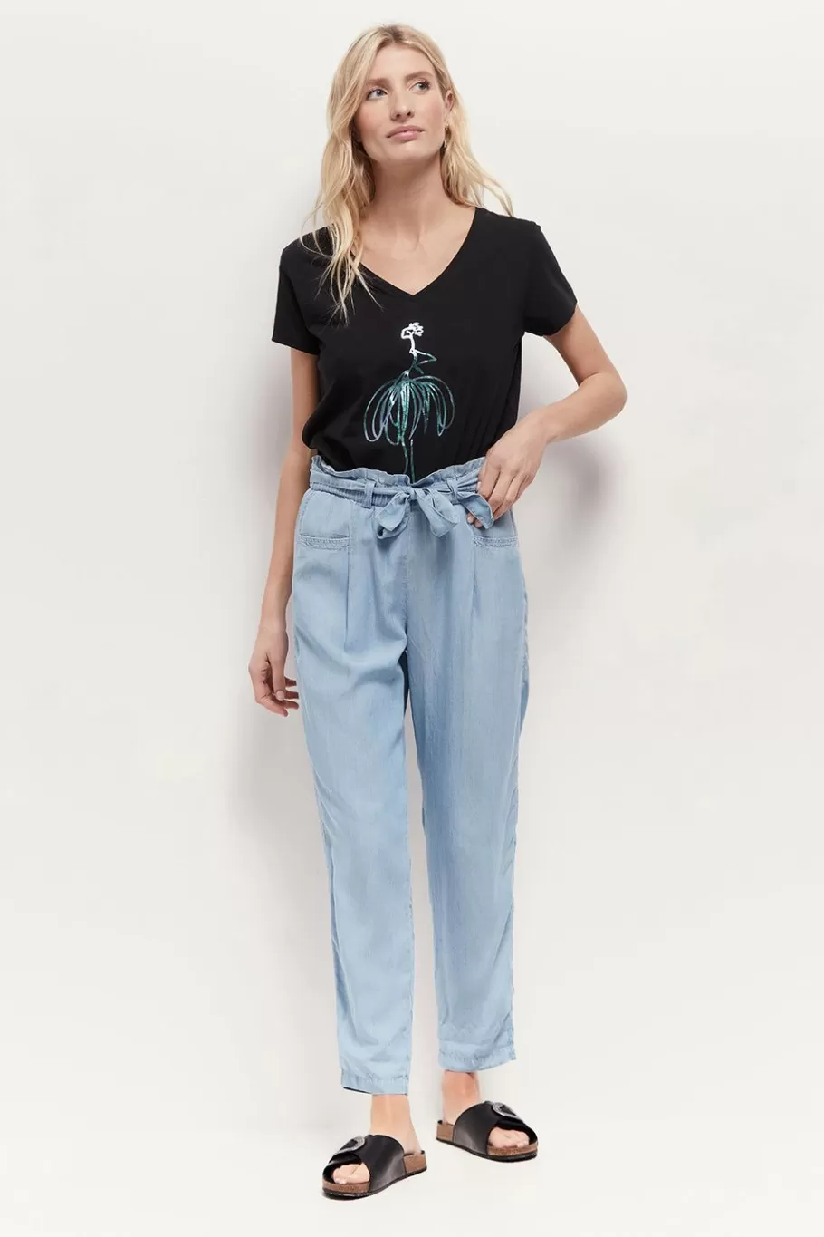 One Step Denims & Pantalons^Priska - Pantalon Baby Blue Neo-Carotte En Lyocell®