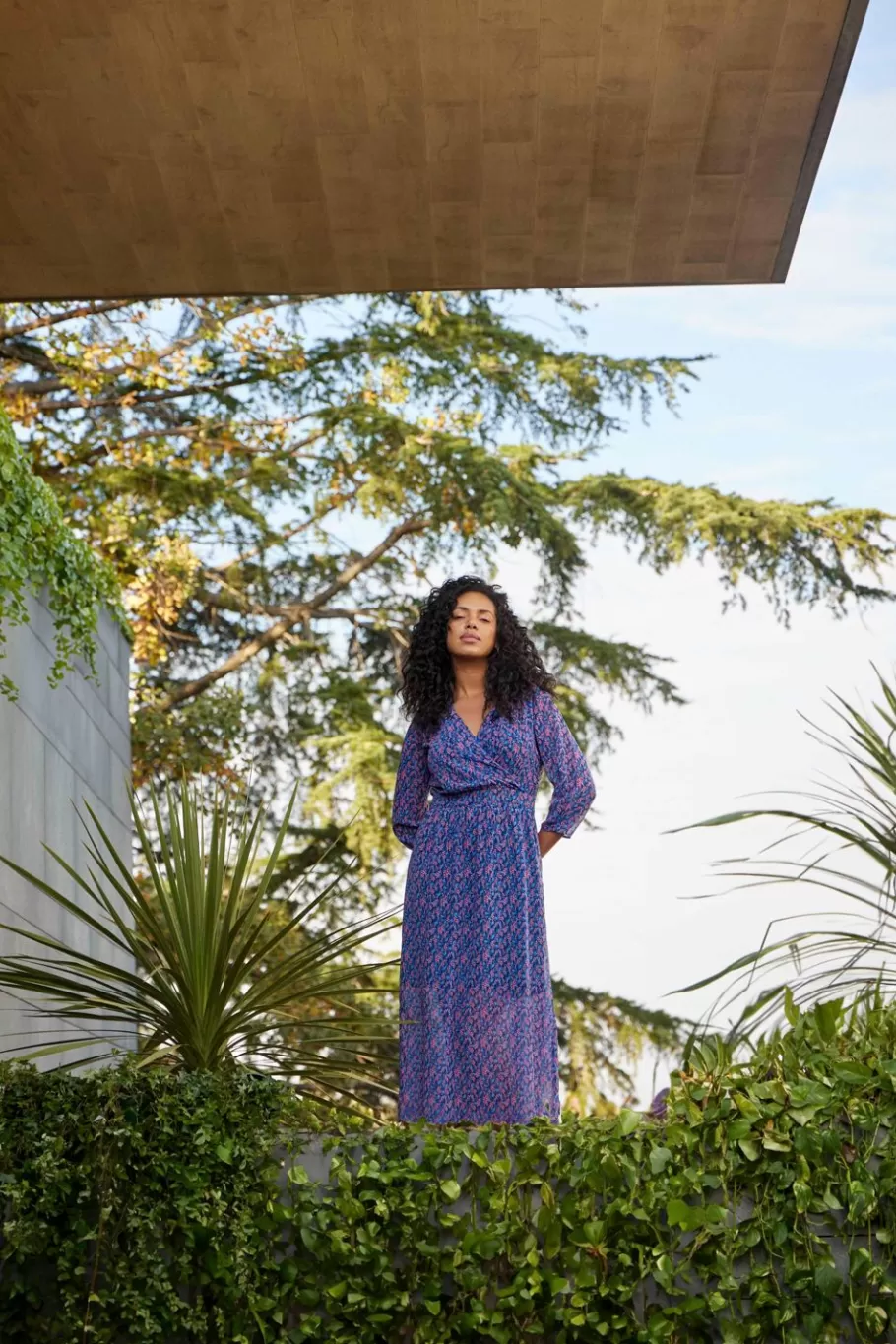One Step Robes & Combinaisons^Ravna - Robe Longue Marine A Imprime Bouquet Graphique En Polyester Recycle