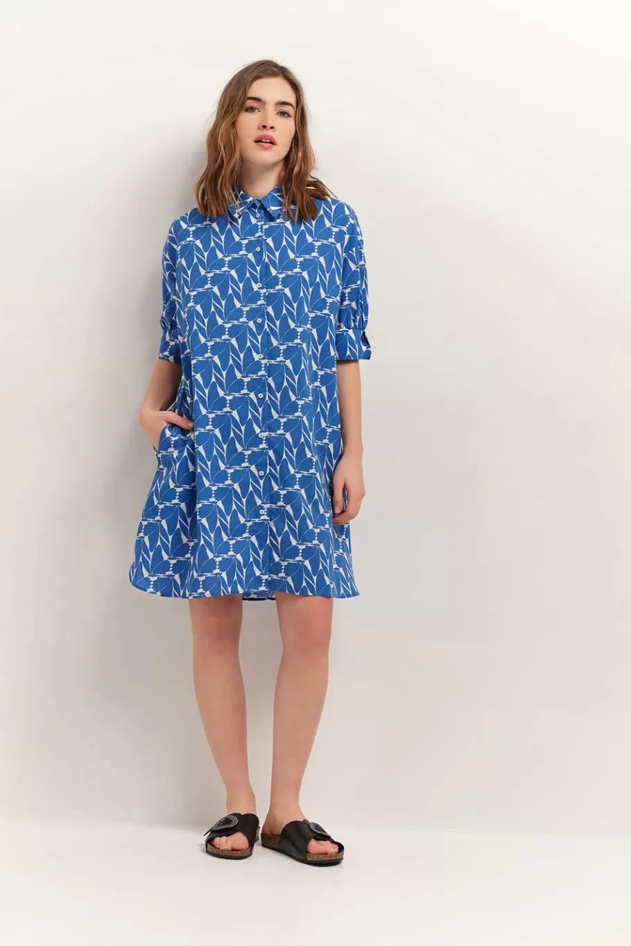 One Step Robes & Combinaisons^Reach - Robe Chemise Santorin Blue A Imprime Papillon D'Azur