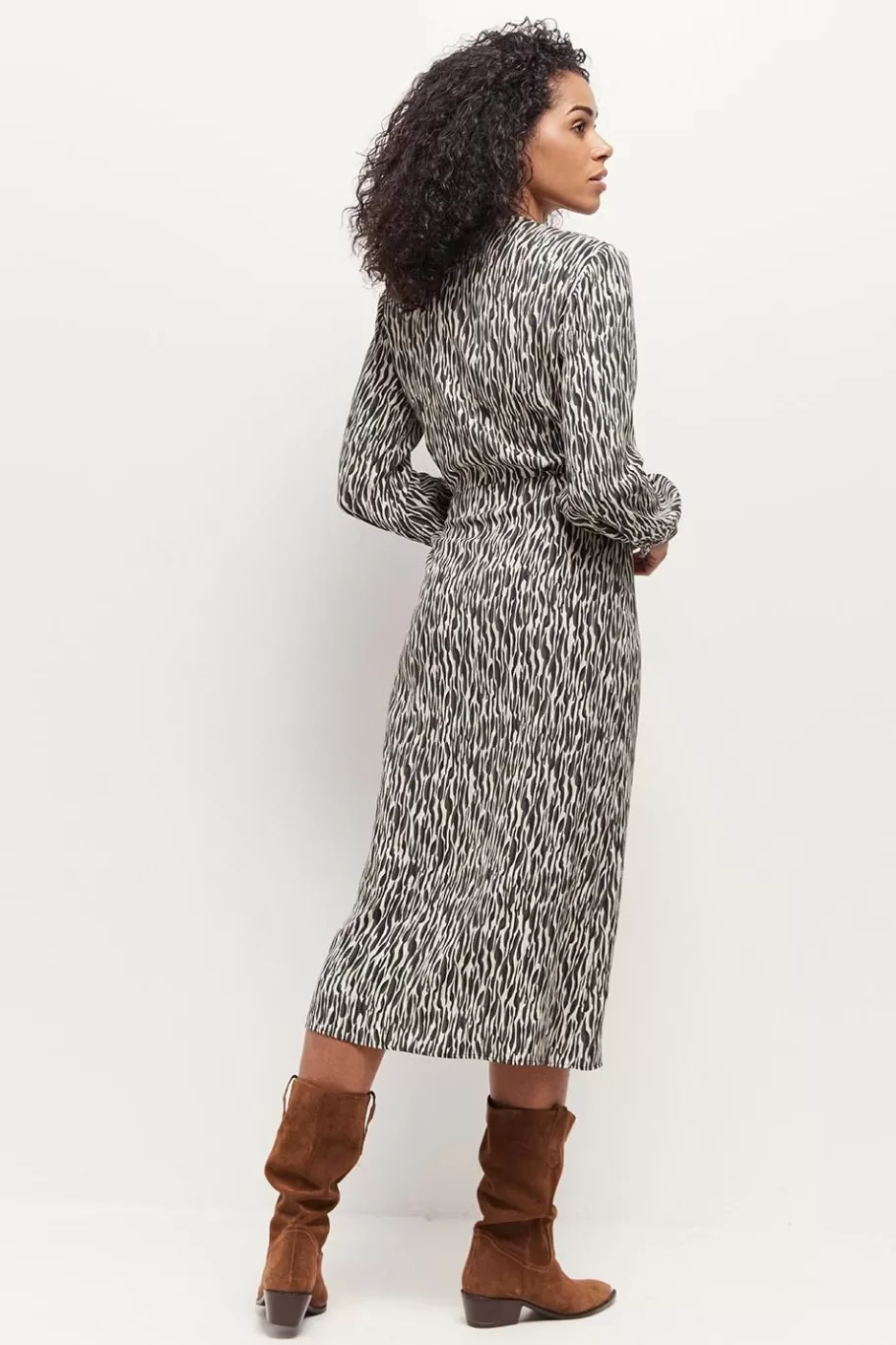 One Step Robes & Combinaisons^Reachy - Robe Longue Beige Lenzing Ecovero A Imprime Zebre Abstrait