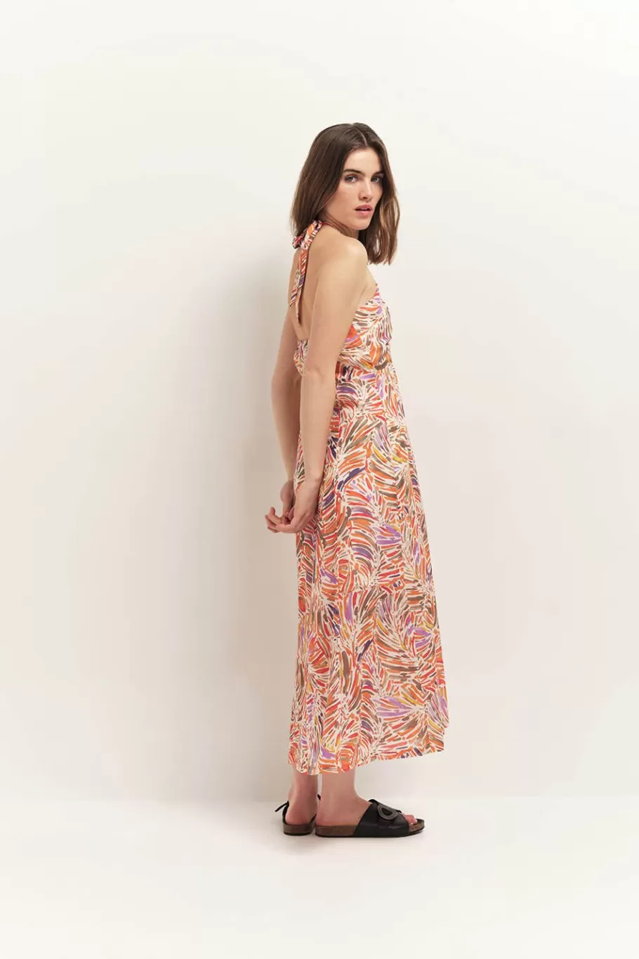 One Step Robes & Combinaisons^Recy - Robe Midi Corail Dos-Nu A Imprime Flore Arty