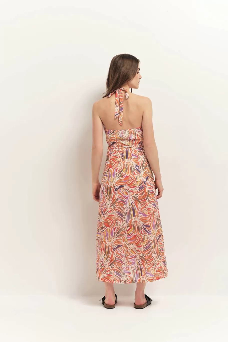One Step Robes & Combinaisons^Recy - Robe Midi Corail Dos-Nu A Imprime Flore Arty