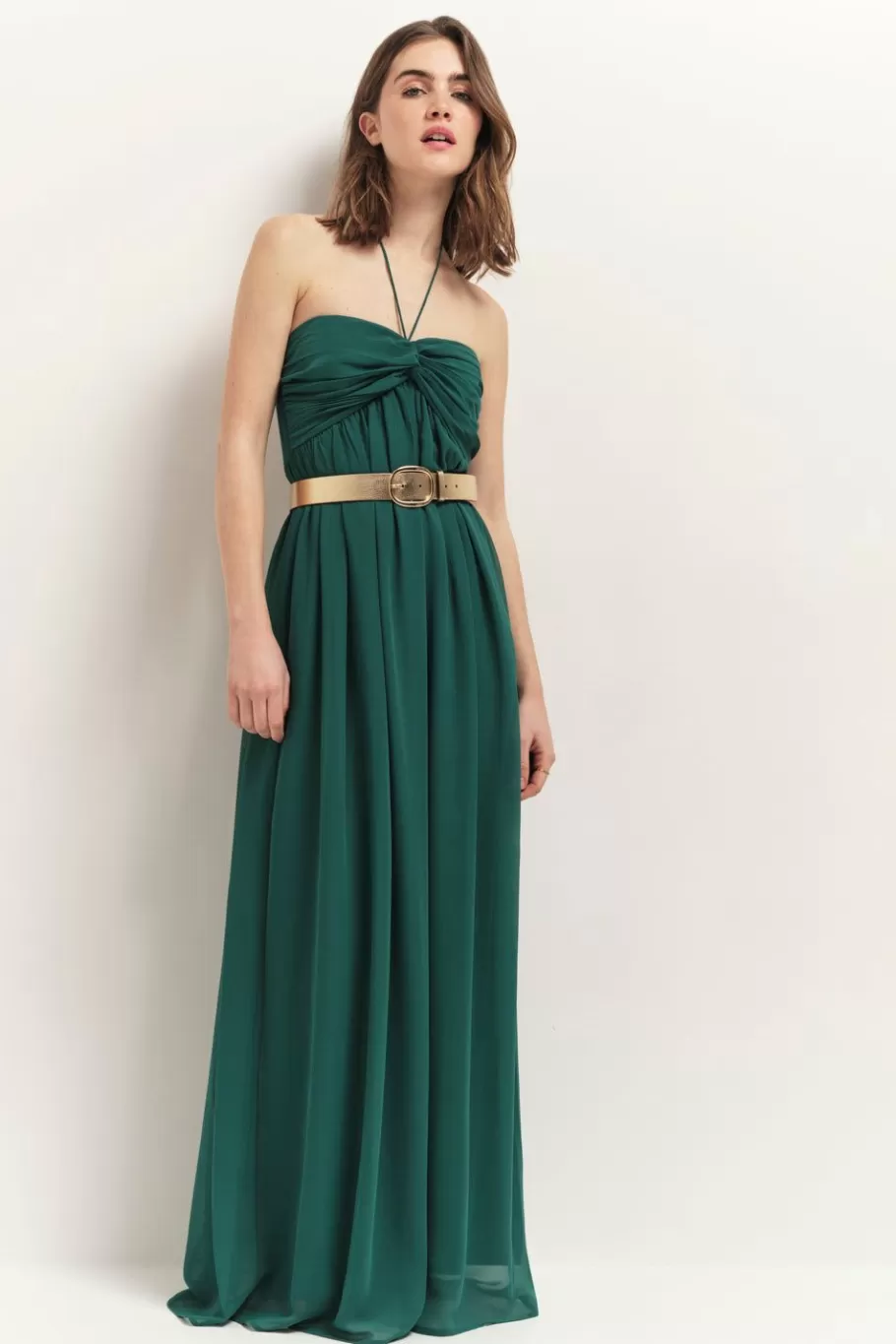 One Step Robes & Combinaisons^Rhodes - Robe Bustier Longue Jungle Green Recycle A Bandeau Plisse