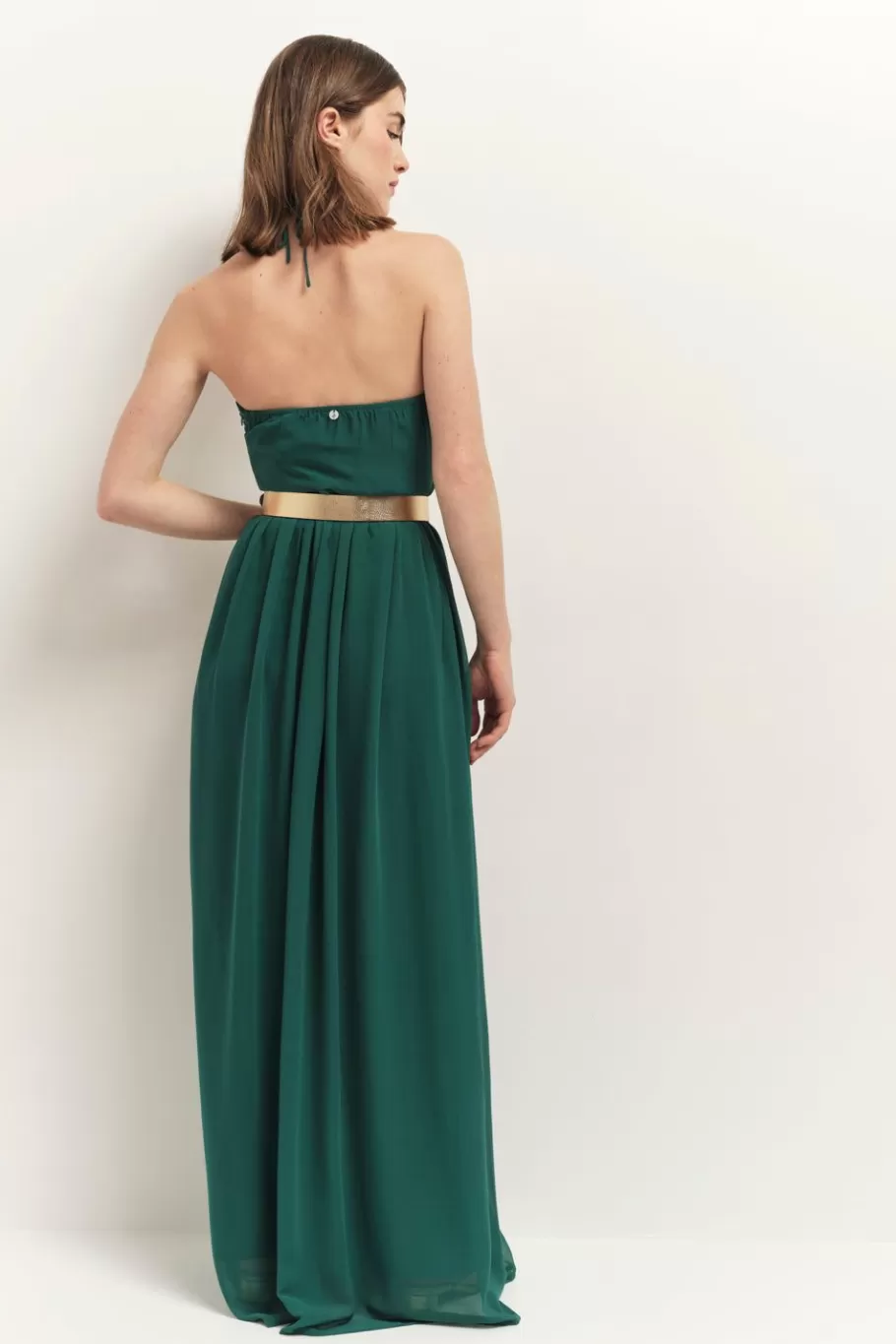 One Step Robes & Combinaisons^Rhodes - Robe Bustier Longue Jungle Green Recycle A Bandeau Plisse