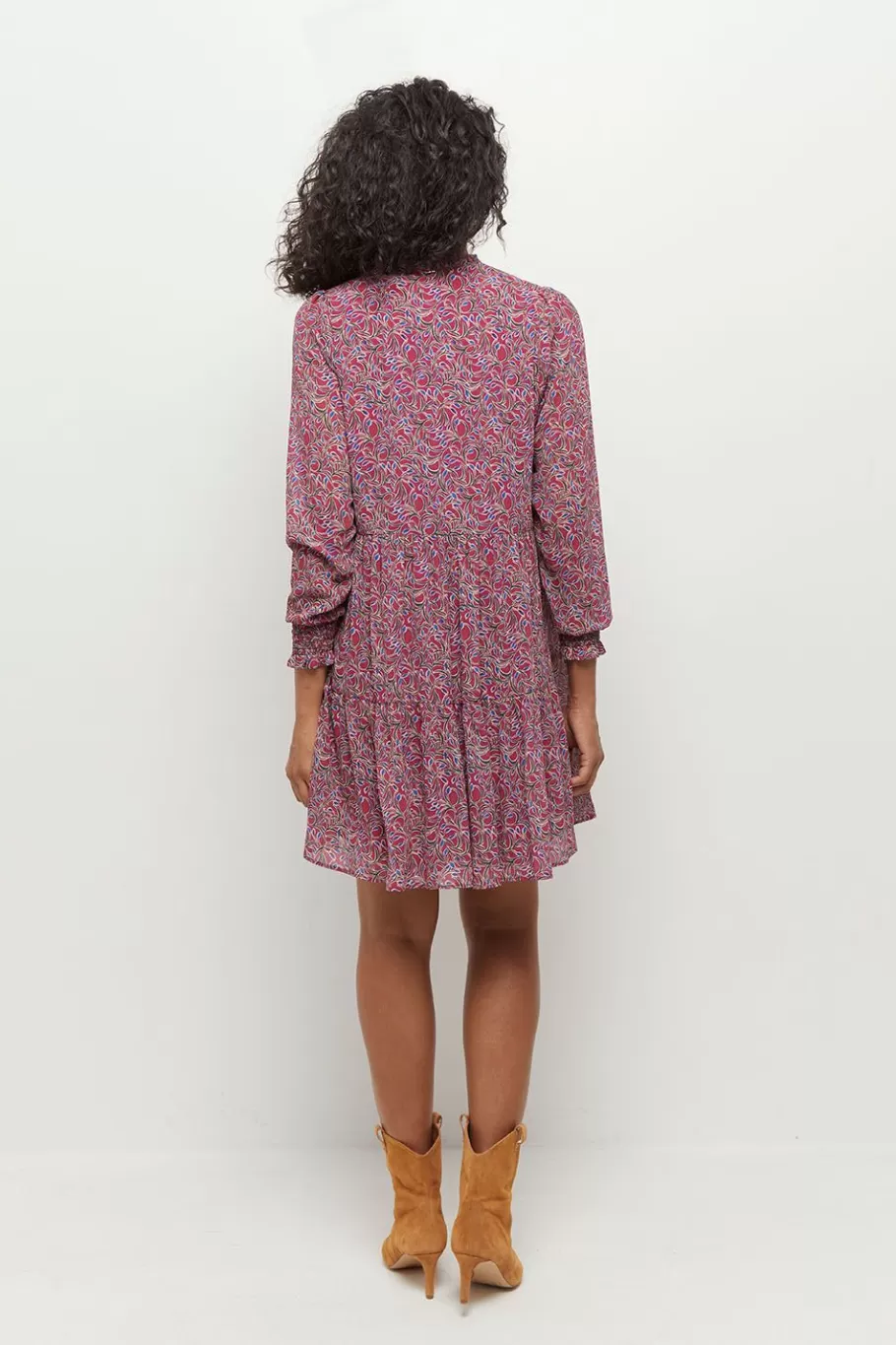 One Step Robes & Combinaisons^Risota - Robe Fuchsia A Imprime Feuillage Romantique En Polyester Recycle