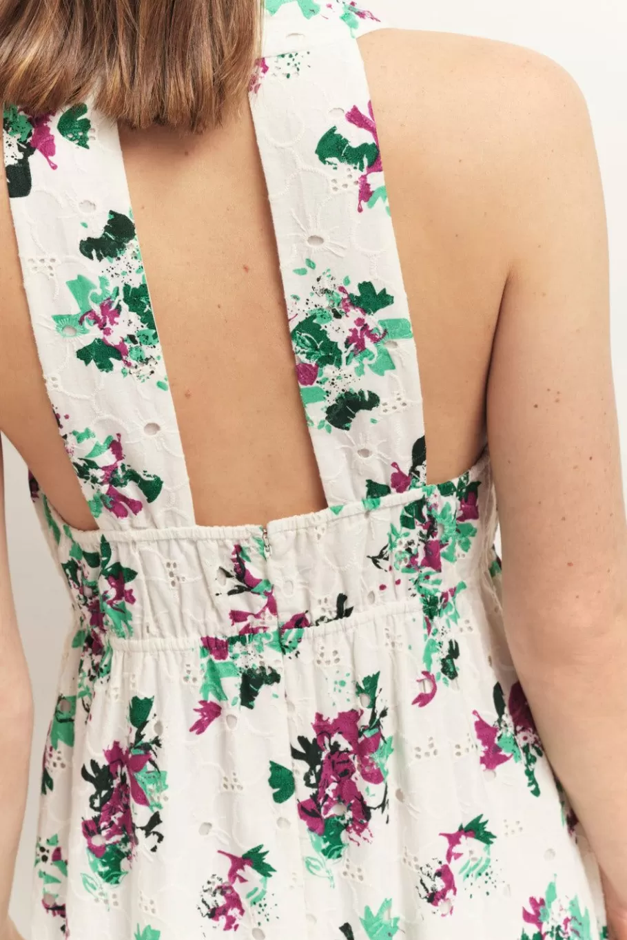 One Step Robes & Combinaisons^Rituel - Robe Longue Ecrue Borderie Anglaise A Imprime Jour De Fete
