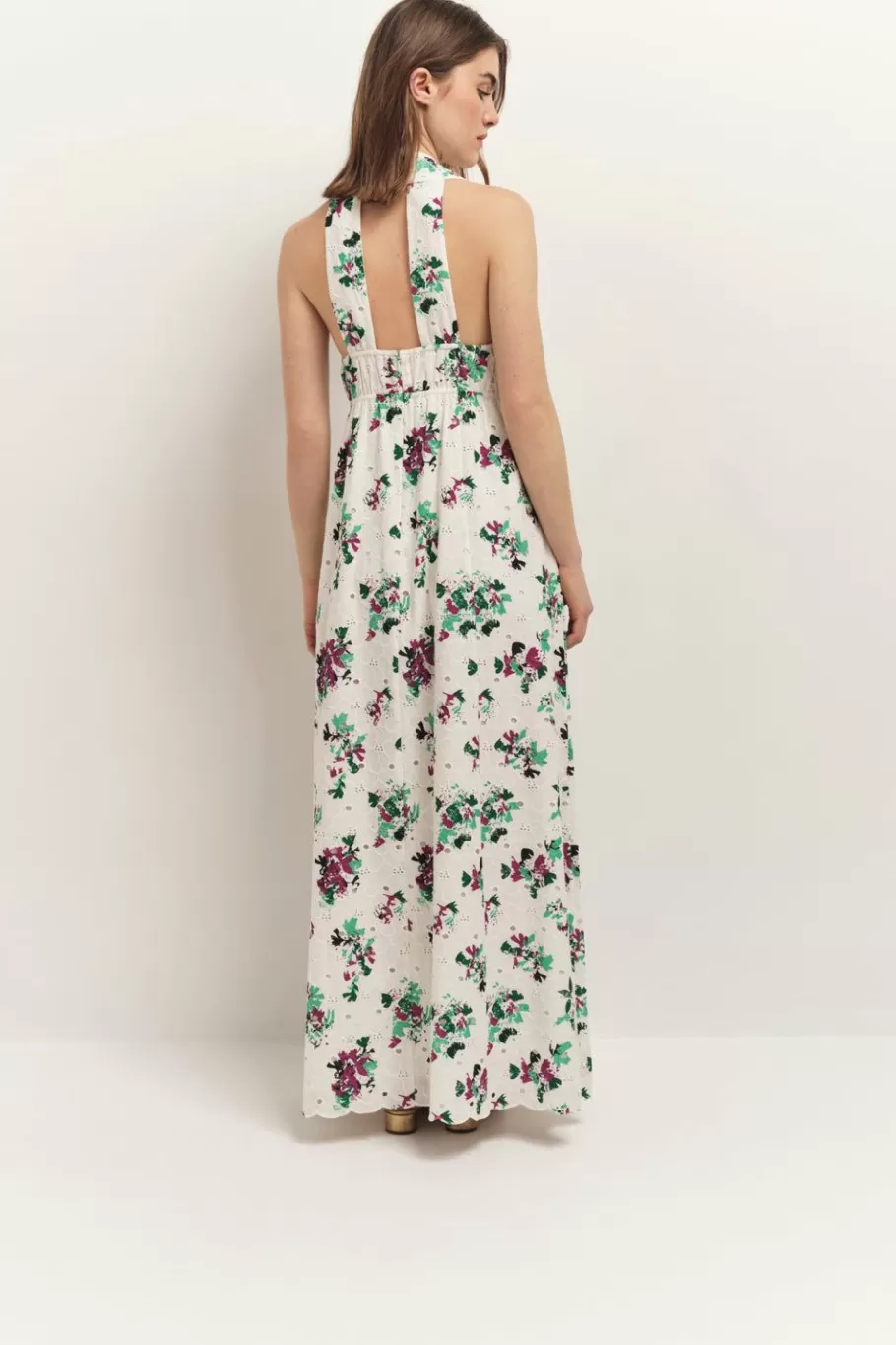 One Step Robes & Combinaisons^Rituel - Robe Longue Ecrue Borderie Anglaise A Imprime Jour De Fete