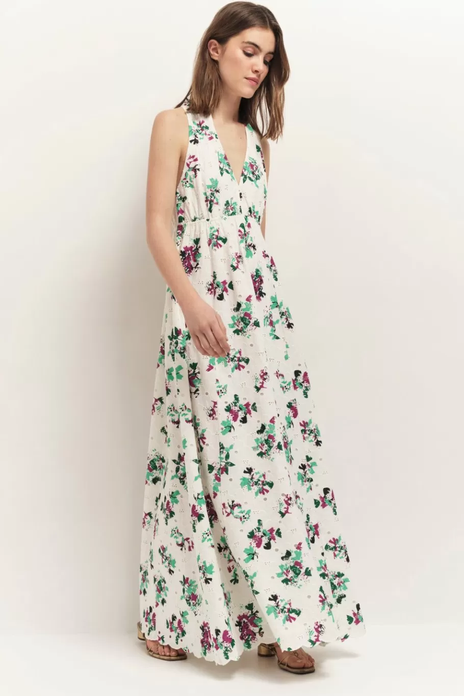 One Step Robes & Combinaisons^Rituel - Robe Longue Ecrue Borderie Anglaise A Imprime Jour De Fete