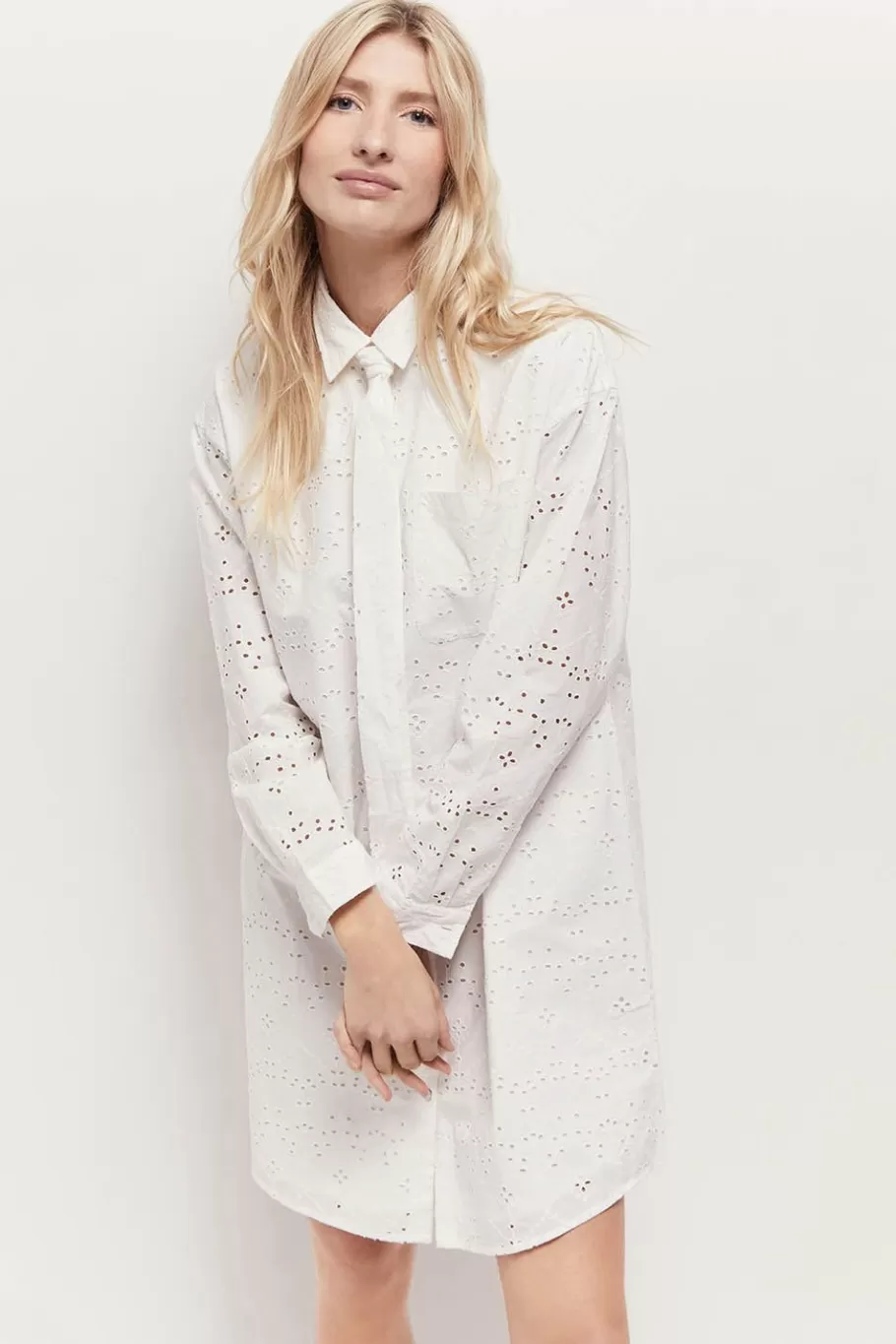 One Step Robes & Combinaisons^Romea - Robe Chemise Ecrue En Broderie Anglaise