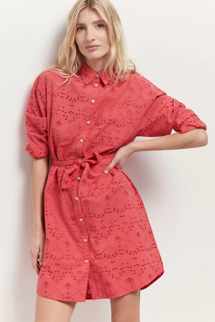 One Step Robes & Combinaisons^Romea - Robe Chemise Hibiscus En Broderie Anglaise