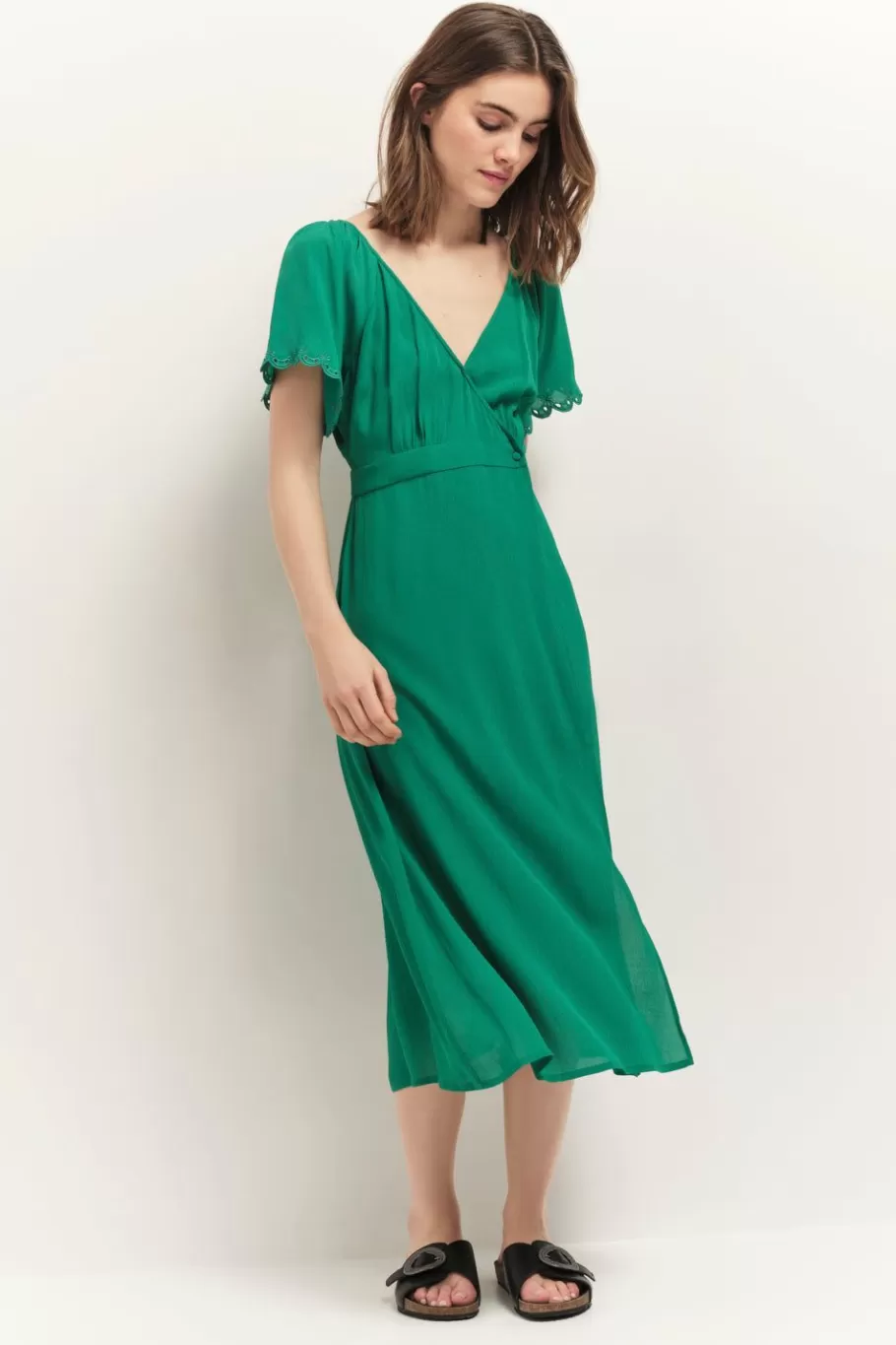 One Step Robes & Combinaisons^Ryoko - Robe Portefeuille Midi Green Grass