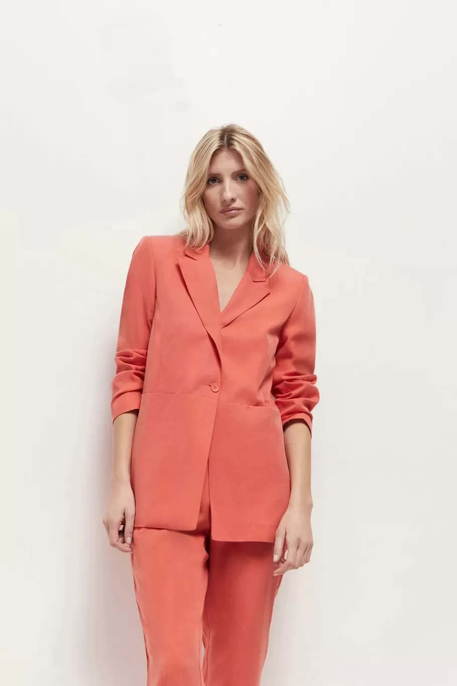 One Step Vestes & Blousons^Varma - Veste De Costume Corail Mi-Longue