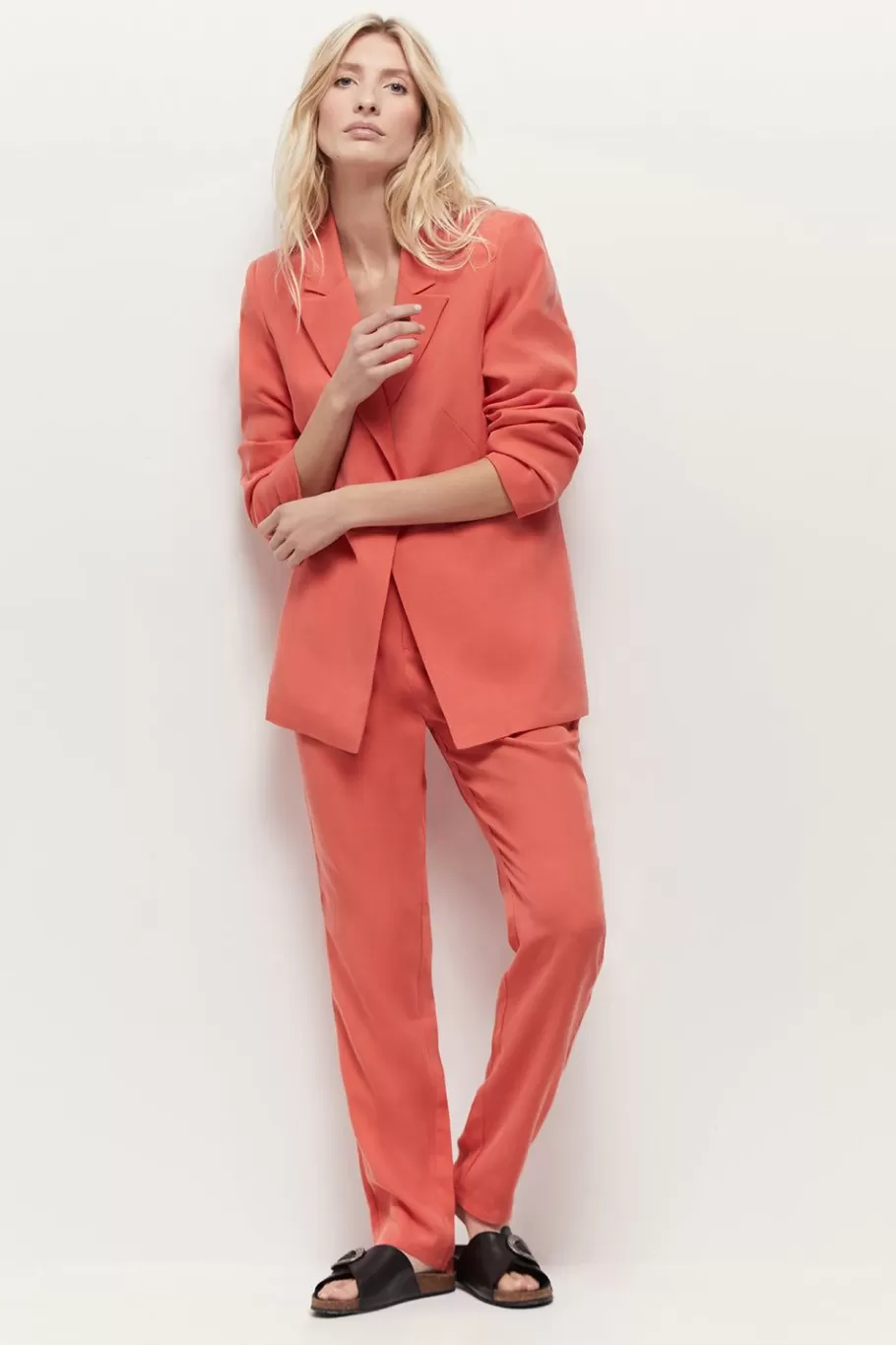 One Step Vestes & Blousons^Varma - Veste De Costume Corail Mi-Longue